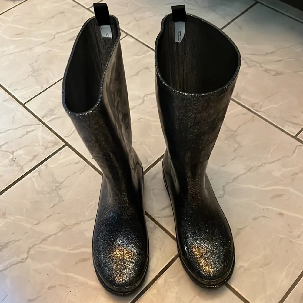 Capelli Kids Black Glitter Rainboots